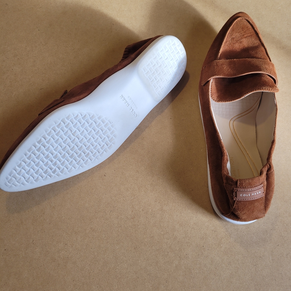 Cole Haan Tan Suede Women's Grand Ambition Amador Flats - Picture 3 of 4